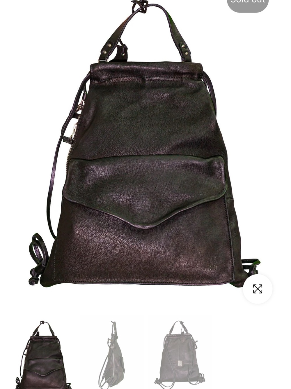 A.S.98 Black Leather  Backpack - Picture 2 of 7